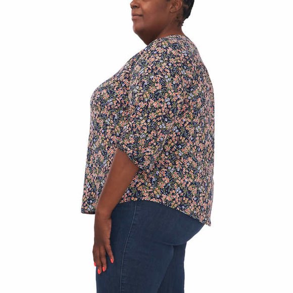 NWT Vince Camuto Women's V-Neck Top Navy Multi Floral Size XS $60 HH488 - Picture 3 of 3